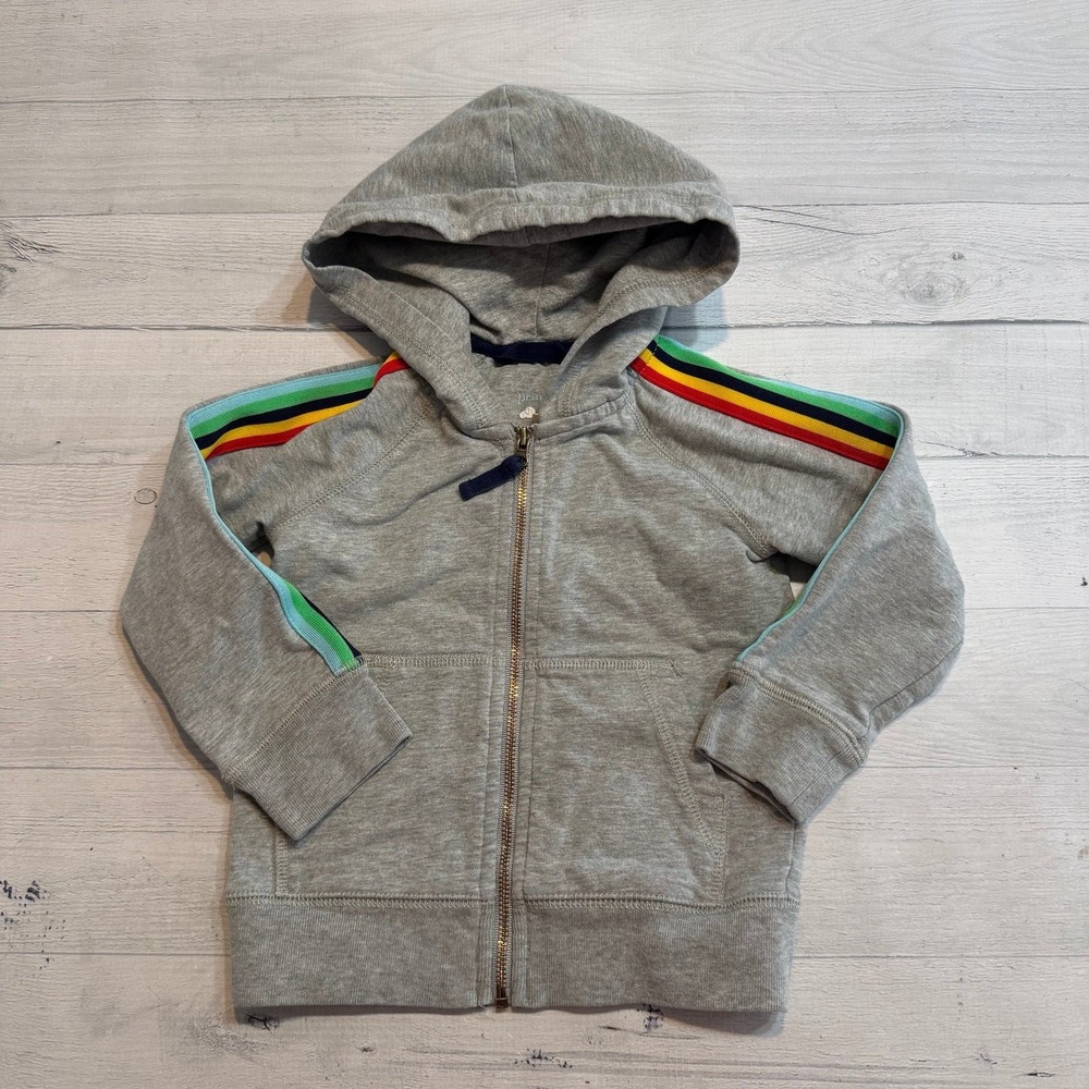Primary baby grey rainbow stripe zip up sweatshirt 18/24 months